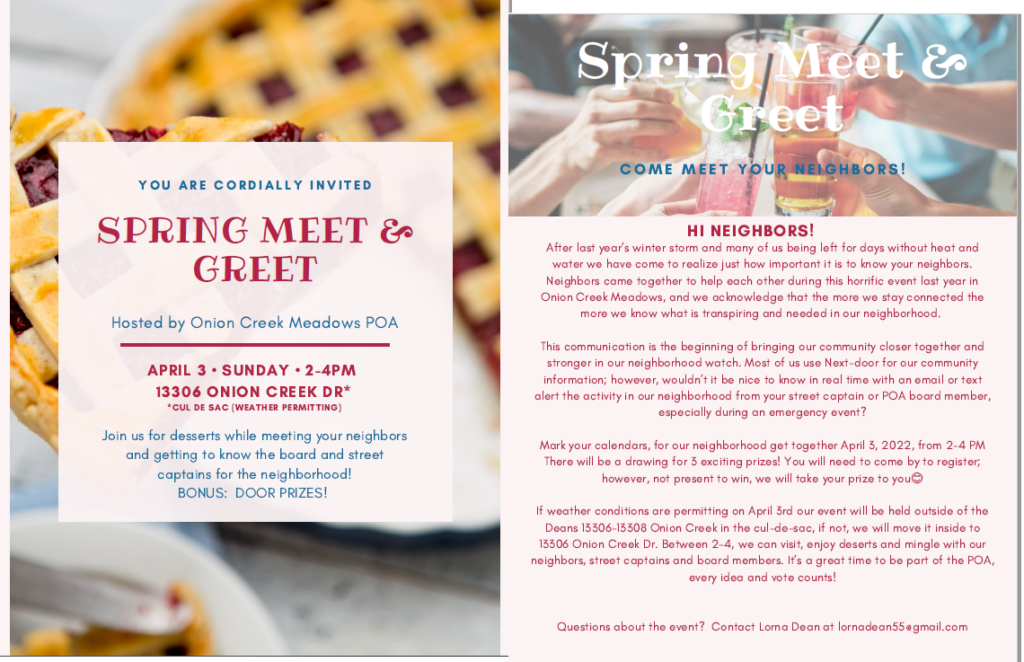 2022 Spring Meet & Greet Flyer